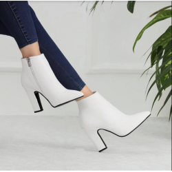 2025 Winter Fashion Women Boots Beige Pointed Toe Elastic Ankle Boots Heels Shoes Autumn Winter Female Socks Original Leather