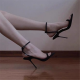 2025 New Square Toe Women Sandals Crystal Letters Decor Women Pumps Sexy High Heels Silk Wedding Dress Shoes Gladiator Sandal