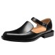 New Black Men's Summer Sandals Pu Leather Buckle Strap Dress Shoes for Men with Business Formal Shoes Men