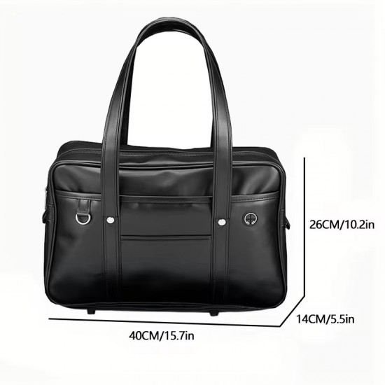 Student JK Handbag Waterproof PU Leather Single Shoulder Uniform Bag for Men And Women Official Document Commuter Backpack