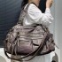 HAEX Women's Punk Biker Tote Bag Large Capacity PU Leather Crossbody Purse with Multi Pockets for Work Commute Moto Style