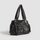 HAEX Women's Punk Biker Tote Bag Large Capacity PU Leather Crossbody Purse with Multi Pockets for Work Commute Moto Style