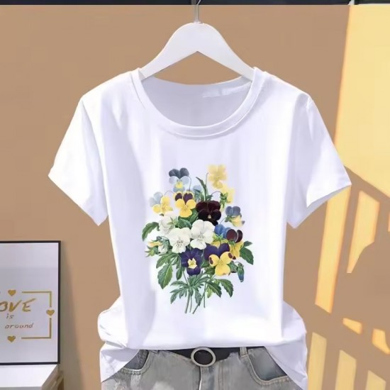 Women Print Floral Sports Fashion Casual Explosive Short Sleeve T-shirt Graphic Tshirts Women Clothes Oversized T Shirt Women Print Floral Sports Fashion Casual Explosive Short Sleeve T-shirt Graphic Tshirts Women Clothes Oversized T Shirt