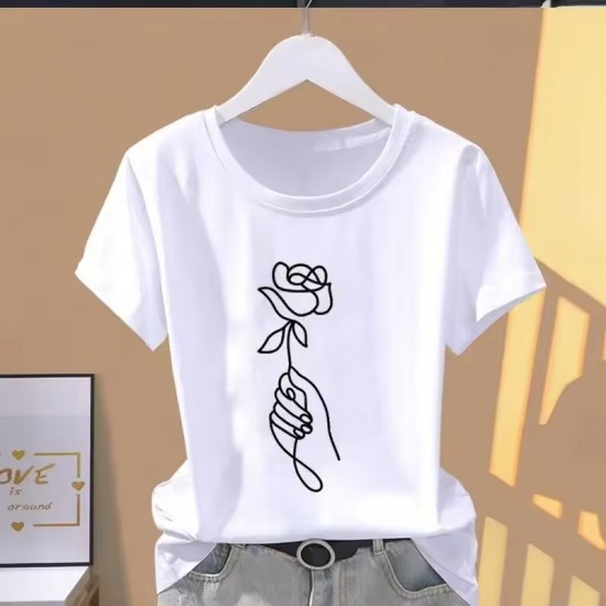 Women Print Floral Sports Fashion Casual Explosive Short Sleeve T-shirt Graphic Tshirts Women Clothes Oversized T Shirt Women Print Floral Sports Fashion Casual Explosive Short Sleeve T-shirt Graphic Tshirts Women Clothes Oversized T Shirt
