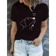 Dog Print Round Neck Sports T-shirt Short Sleeve Running Casual Tops Women's Activewear aesthetic clothes Dog Print Round Neck Sports T-shirt Short Sleeve Running Casual Tops Women's Activewear aesthetic clothes
